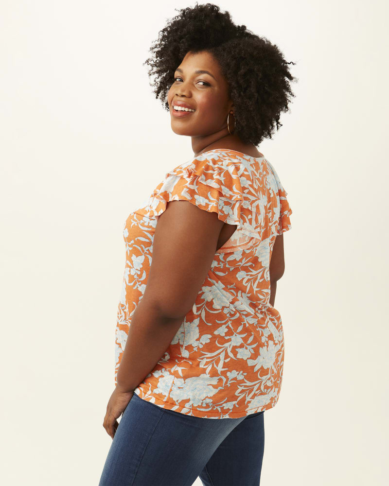 Flutter sleeve plus size top best sale